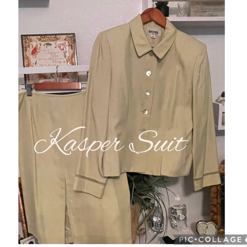 ✨ KASPER ✨ LADIES 10P 2PC Suit Collection Silk button up jacket w matching skirt